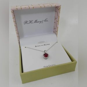 56.  Giani Bernini Red Crystal Sterling Silver 18 inch necklace Valentines gift
